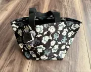 ANNA SUI Flower Pattern Canvas Tote Bag Black/Blue/White