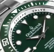 Oceaneva™ Men's Deep Marine Explorer II 1250M Titanium Watch Green and Green