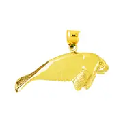 14K Gold 36MM Manatee Pendant