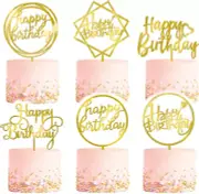 Happy Birthday Cake Topper Birthday Cupcake Topper Cake Pick, Gold Cake Toppe...