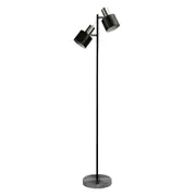Ava Brushed Chrome Twin Light Scandustrial Floor Lamp