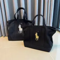 在飛比找蝦皮購物優惠-RALPH LAUREN 經典刺繡logo手提包.托特包