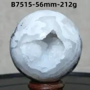 B7515-56mm-212g Natural agate spherulite geode ball quartz crystal Reiki healing