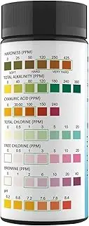 Pool and Spa Test Strips - Hot Tub & Spa Water Testing Kit | 8-Way Pool and Spa Test Strips,Water Chemiical Testing Strips,100 Strips Pool Salt Test Strips for Quick and Easy Test Salt