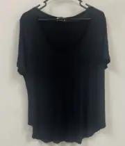 New Old Navy Sz XL Top Blouse Short Sleeve Black 100% Rayon NWT