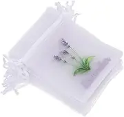 EPIGEIST 50pcs Lavender Sachet Drawstring Bags Small Mesh Pouches for Closet Storage Breathable Fabric for Dried Flowers Spices Light Purple Empty Bags with Enhanced Airflow