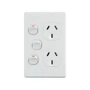 Classic Double Power Point 250V 10A with 16AX Extra Switch | Vertical