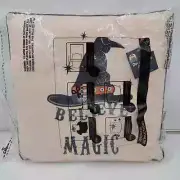 Believe in Magic 18" x 18" Linen look Decorative Pillow Halloween Witch Hat