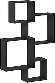 Furinno Rossi Interweave Wall Mount Floating Cube Shelf, Espresso (Pack of 4)