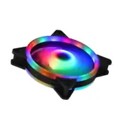 2xDouble Ring RGB Rainbow Quiet 4 Color Case Cooling Fan 120mm 3Pin /Male/Female
