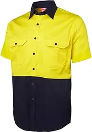 [BIG BEE] Hi Vis Shirt Safety Work Shirt Cotton Drill Workwear Aero Cool Vent