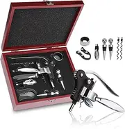 Wine Bottle Opener Gift Set for Wine Lovers, 8 PCS Corkscrew Wine Opener with Wood Case, Stainless Steel Wine Opener manual, Wine Opener Kit for Birthdays Wedding Wine Gift Set
