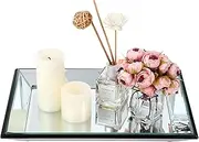Hipiwe Glass Mirror Makeup Vanity Tray Black Rectangle Perfume Tray Jewelry Trinket Organizer Coffee Table Centrepiece Decorative Dresser Tray Bathroom Storage Tray,11.9x 7.9 inch