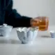 霧藍櫻花陶瓷蓮花杯洗【化雲】中式陶瓷建水茶水缸家用儲水盂杯洗茶渣桶【A012】