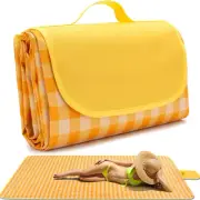 Yellow Picnic Blanket 200x200cm Waterproof Sandproof Foldable Outdoor Mat