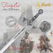 Handmade Knights Templar Sacred Holy Long Sword Ornate Gold Silver Edition Marto