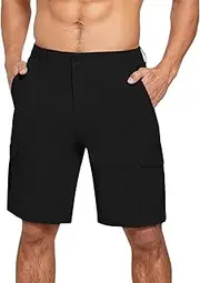 [Generic] Mens Cargo Shorts Drawstring Elastic Waist Pants Stretch Lightweight Work Shorts 2025 Casual Summer Hiking Pants, Black-a, Medium