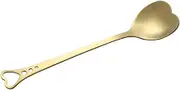 GRIRIW Elegant Gold-Plated Heart Shape Spoon Stainless Steel Dessert Serving Spoon Perfect for Restaurants Homes