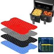 Reusable Non-Stick Double Basket Air Fryer Silicone Liners for Ninja Foodi DZ201/DZ401 with DualZone Magnetic Cheat Sheet