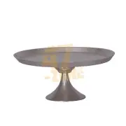 Aluminum Round Footed Tray Silver Indoor Outdoor Home Decor Tabletop Decoration
