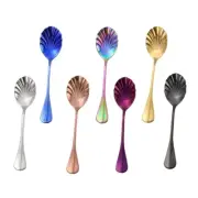 Elegant Shells-Shaped Stainless Steel Spoon with Extended Handle for Desserts