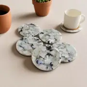 6 Pcs Moonstone Handmade Round Cup Holder Coaster for Drink Coffee 4 Inches Set