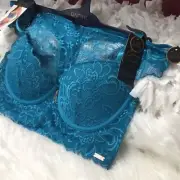 RACHEL ROY sz 38C Bra Set Sexy Curvy Plus Longline Lacy Blue