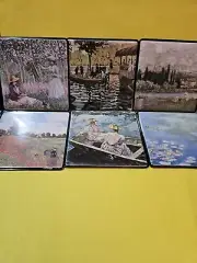 claude monet Set Of 6 Coaster Plastic Lined In Original Box