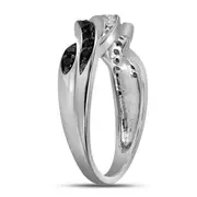 14k White Gold Round Black Diamond Infinity Weave Band 1/4 Cttw