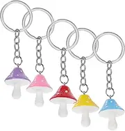 [NIYANGLE] 5pcs Mushroom Keychain Hanging Ornaments Creative Key Ring Decorations for Bags Phones and Keys Lightweight and Eye Catching Keychain Pendants