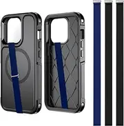 TEAMOLA Silicone Phone Strap Holder for Hand, 3pcs Phone Grips for Phone Case with Clip of Phone Finger Grip Strap as Phone Loop Holder for iPhone 15/15 Pro, Android Phone (210, 2 Black+Navy)