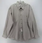 VINTAGE Yves Saint Laurent Shirt Men XL Gray Button Up Pocket Dress Shirt NEW
