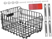 EXAOMBLE Metal Wire Folding Rear Bike Basket Detachable Cargo Carrier Storage Rack with Mounting Bracket for Kids Adults Bicycles