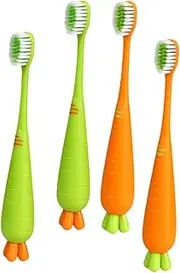 MOTHNUR 4 Pack Carrot Toothbrush Boys and Girls Soft Bristles Baby Toddler Toothbrushes