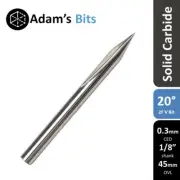 20 deg 0.3mm tip 3.175mm 1/8" shank 2 flute V-bit engraving end mill CNC router
