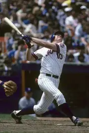 Outfielder Rusty Staub New York Mets swings and watches the flight- Old Photo