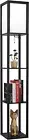 Jaycomey LED Shelf Floor Lamp Asian Wooden Frame Modern Standing Lamps for Livin