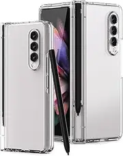 Clear Case Compatible with Samsung Galaxy Z Fold 3, HMNXG Case with S Pen Slot,Full Protective Cover Ultra Clear, Shockproof Crystal Protection for Samsung Z Fold 3 Phone Case (Clear)