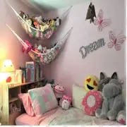 Jumbo Toy Hammock Stuffed Animals And Toy Storage Hammock Net 70" Wall Sling Corner Extra Large Kids Children Mesh Toy Net Organizer