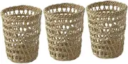SHOWERORO 3pcs Straw Cup Covers Hand Woven Protective Sleeve for Glass Bottles Lightweight Insulation for Drinks Simple Design for Everyday Use Random Color Variation