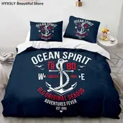 a2783 Bed Sheets Ship Anchor Nautical Duvet Cover Sea Pillowcases Quilt Cover Home Decor Gift Fashion Bedding Set3-Piece Bedding Set (1 Duvet Cover
