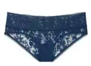Victoria's Secret Floral Lace Hiphugger Panty Panties XS Ensign Navy Blue
