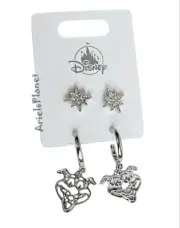 Disney Parks Epcot Figment Silver Toned Earrings Set of 2 Stud & Hoop