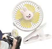 Stroller Fan with Clip,Electric Clip On Fan for Sleeping - Cute Animal Shape Cooling Tool for Car Seats, Bedsides, Student Beds, Cribs