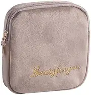 YOSADIER 1Pc Portable Sanitary Towel Storage Bag Coin Purse for Large Capacity Zippered Pouch for Outdoor Travel Office Use Khaki