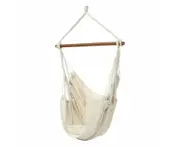 Deluxe Hanging Hammock Chair Swing with 2 Pillow - Beige(With stick)