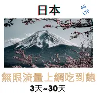 在飛比找樂天市場購物網優惠-日本上網卡 3~30天 日本網路吃到飽 日本網卡 日本網路 