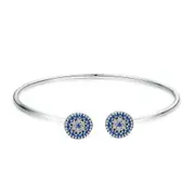 Silver plating Lucky Blue Eyes Blue Women Open Cuff Bangle & Bracelet Jewelry