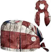 [YTYVAGT] Scrub Caps Women,Scrub Hats Suitable for Women,British Flag Wall Texture