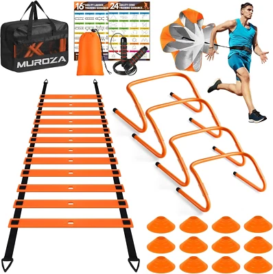 Agility Ladder Speed Training Equipment Set-20Ft Agility Ladder,12 Soccer Cones,